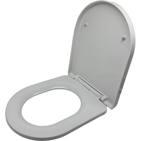 Relaxdays toilet seat with soft-close mechanism & quick release, 36 x 42 cm, duroplast, top mounting, D-shape, white