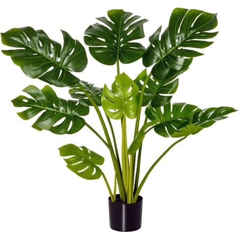 Plante artificielle Monstera 110cm en pot plastique, plante décorative d'intérieur et d'extérieur pour maison et bureau