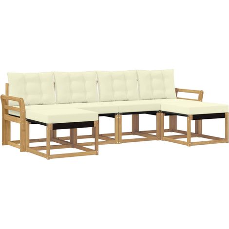 Set di divani da esterno con cuscino 6 pz Salotto da Giardino Bianco e Crema (1/5)