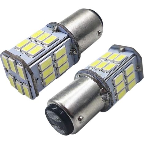 Lot de 2 ampoules LED BA15D 1142 1078 blanches 10-30 V super lumineuses 5630 30SMD pour feux de recul, clignotants