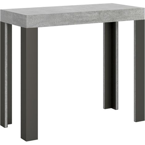 Tavolo consolle "Rimini" allungabile in legno per sala da pranzo -Allungabile fino a 196 cm / Classic / Cemento (1/5)