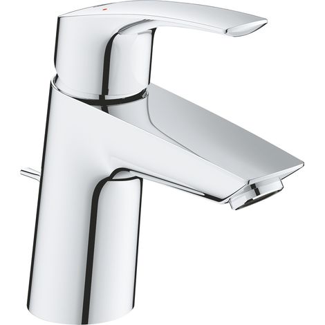 Grohe Eurosmart Waschtischarmatur 23965003 S-Size geneigt Version, chrom, Zugstangen-Ablaufgarnitur 1 1/4" (1/4)