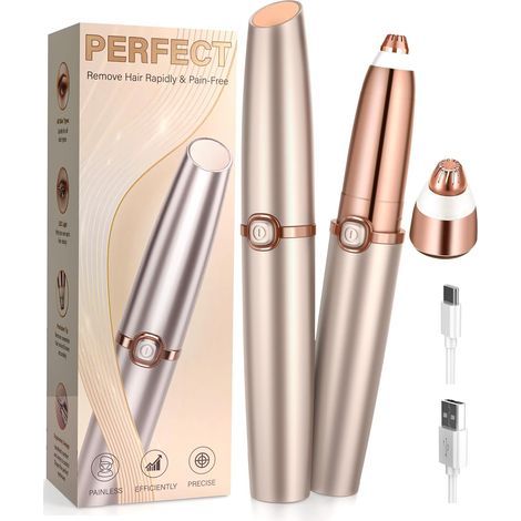 Rasoir Sourcil Femme Electrique: Tondeuse à Sourcil avec 2 Têtes de Rechange et Lumière LED, Rechargeable USB, Sans Douleur Rasoir Visage Femme pour Sourcils/Lèvres/Bras (1/5)
