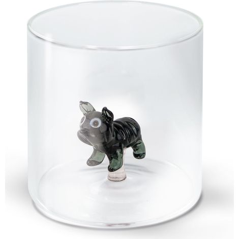 WD LifeStyle Bicchiere Vetro Borosilicato Cc 250 ml Decoro Bulldog Francese