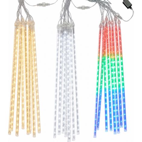 Guirlande LED Solaire Pluie de Météores Multicolore pour Extérieur, Décoration de Noël pour Arbre, 8 Tubes (1/5)