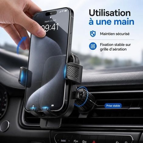 1 x Support Ventouse pour Téléphone, Fixation Pare-Brise, Compatible iPhone, Noir, Design Compact, Idéal pour Conduite Sûre (1/4)