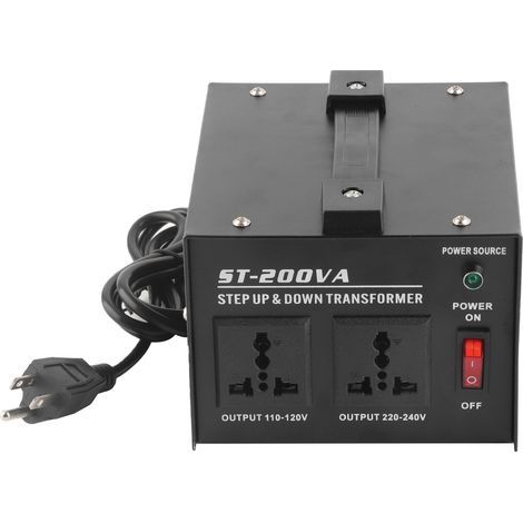 200-W-Spannungswandler mit 2 Universalsteckdosen, 100-V-auf-220-V-Reisetransformator, US-Adapter ST-200VA (1/5)