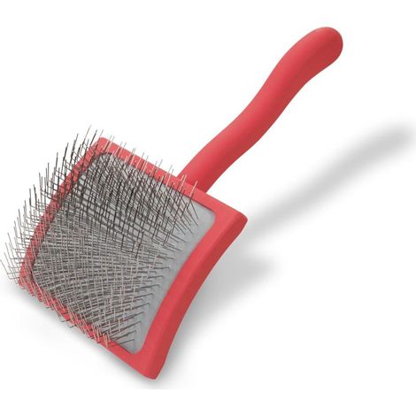 Brosse lissante pour chiens (Goldendoodles, Labradoodles, Caniches), toilettage professionnel, démêlage des poils, gain de temps et d'énergie, rouge, grande taille (1/4)