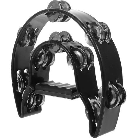 Tambourin portatif pour tout-petits, tambourin pour enfants, tambourin demi-lune, tambourin à pied, tambourin à grelots-Black (1/3)