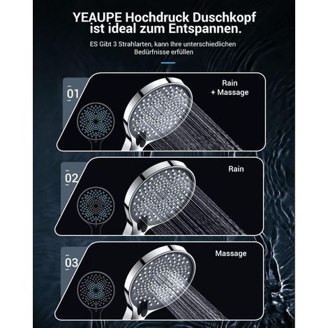 Pommeau de douche à pluie haute pression, design moderne chromé de luxe, remplacement de la pomme de douche réglable de salle de bain (1/3)