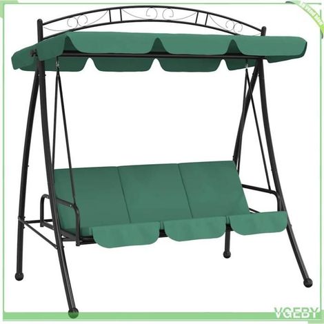 Balancelle de jardin avec auvent - FAFEICY - 363331 - Vert - Acier enduit de poudre - Convertible en lit (1/5)
