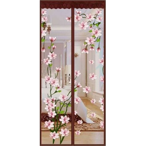 Rideau Moustiquaire Magnétique,Aimant de Porte Rideau Antimoustique Patio Empêche de Passer les Moustiques et Autres Bestioles Moustiquaire Rideau magnétique portes-80x220Cm(31x87Pouces)-Fleur (1/5)