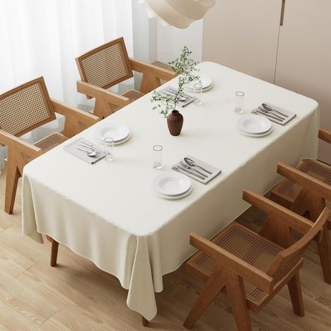 Nappe lavable 140x240cm Rectangulaire Beige Polyester, Anti-rayures, Anti-taches