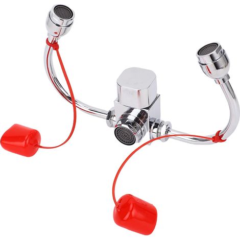 Robinetterie Douchette Oculaire 360° Rotative Kit Rincage Yeux Urgence pour Laboratoire Usine Debit Reglable 3 Adaptateurs (1/5)