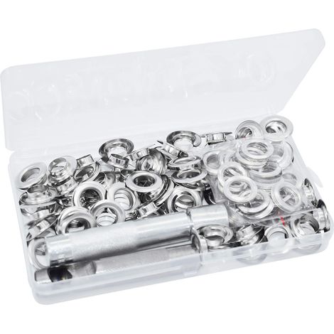 100 œillets, outils et étui - Diamètre intérieur 12 mm - Pour bâches, cuir, chaussures, vêtements, travaux manuels (1/5)
