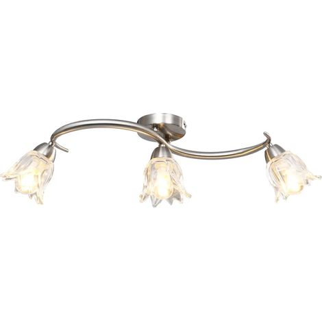 Plafón moderno 64 x 19 x 17 cm 3 pantallas de tulipa cromo satinado de metal transparente 020046493 (1/5)
