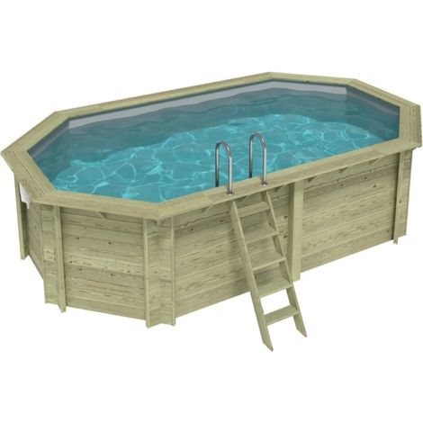 Piscina in legno NEMO 5.79 x 3.49 - H.1.45 m, grigio, Su telaio - senza cementazione - BAS7304OSPU2