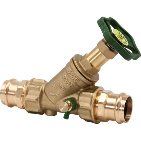 JS Valvola a passaggio totale, con attacco a pressare (filettatura interna), con scarico, con otturatore non a salire, DN32, attacco a pressare 35mm, omologato DVGW, 0015383500001