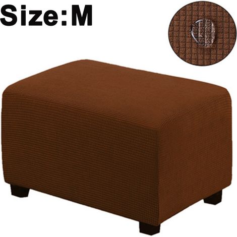 Housse extensible et facile à transporter pour pouf pliant, tabouret de rangement, protection pour meubles, housse rectangulaire souple avec fond élastique, couleur café clair (1/5)