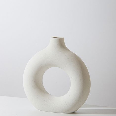 Vase en plastique blanc, idéal pour présenter des roseaux, design en forme de larme, en forme de donut, décoration intérieure moderne, (1/5)