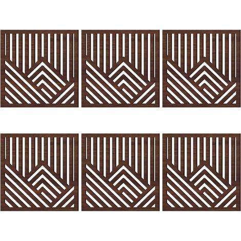 Ensemble de 6 panneaux décoratifs muraux en bois – JINFGERNE – Motif montagnes ajourées – Décoration murale intérieure
