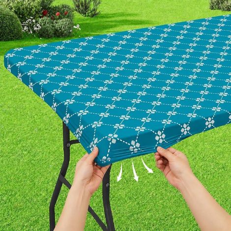 Abwaschbare Tischdecke rechteckig mit Gummizug für Outdoor & Indoor 75x183cm
