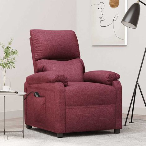 vidaXL Sillón reclinable eléctrico tela rojo tinto (1/5)