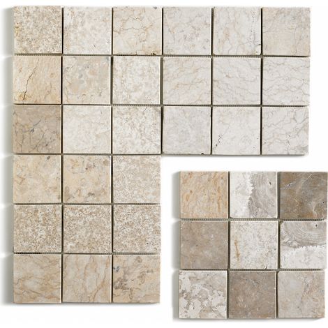 Pegane – Carrelage mosaïque 1m² – Plaque en marbre naturel blanc mat 30x30 cm – Lot de 11 plaques pour mur et sol – Épaisseur 8 à 10mm