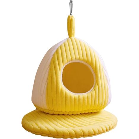 Nido de pájaro cálido para invierno, hamaca colgante gruesa para loros, cómoda cama planeadora de algodón, cojín extraíble incorporado para que duerma tu mascota (S)