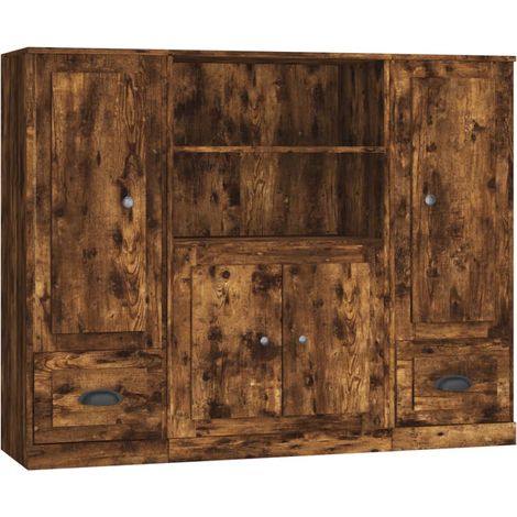 Maison Exclusive - Aparador alto 3 piezas madera contrachapada ro (1/5)