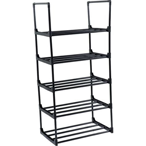 Étagère à chaussures multifonctionnelle grande capacité 5 niveaux 1 colonne pour placard couloir chambre entrée (1/5)