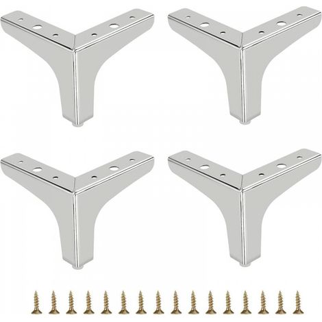 10cm Pied de canapé en métal 4 pcs Pieds de meuble modernes Pieds de meuble de canapé Pieds de rehausseur de meubles Pieds de rechange pour meuble TV Canapé Placard, Argent (1/5)