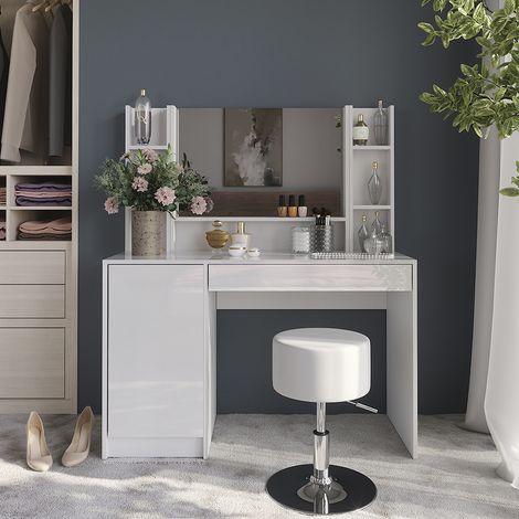 Tavolo da toeletta Sherry, Bianco/bianco lucido, 119.8 cm 5 parti, Vicco (1/5)