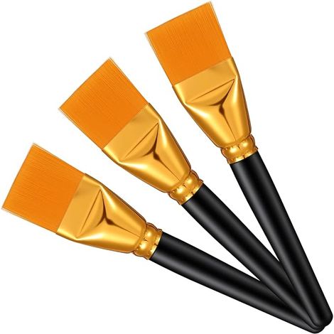 3 PCS Flat Acrylic Paint Brushes 1.57 Inch Large Artist Painting Brush Set with Wooden Handle Paintbrushes for Acrylic Paint Watercolor Oil Body Facial Mask