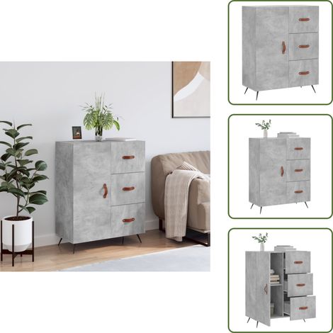 Sideboard Betongrau 69,5x34x90 cm Holzwerkstoff - Schreibtisch - Wohnzimmermöbel - Sideboard - Regal - Grau (1/5)