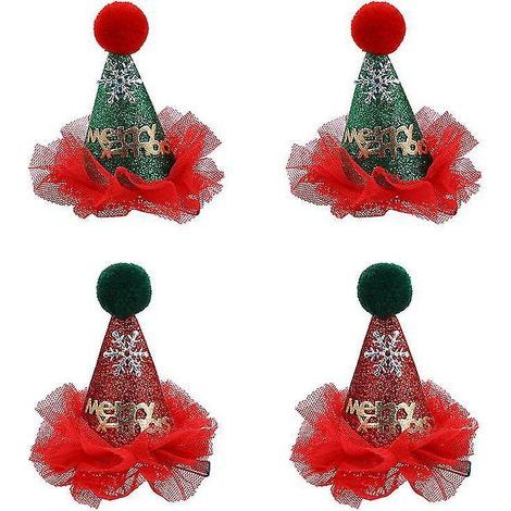 Set mit 4 Haarspangen in Form von Weihnachtsmützen (1/3)