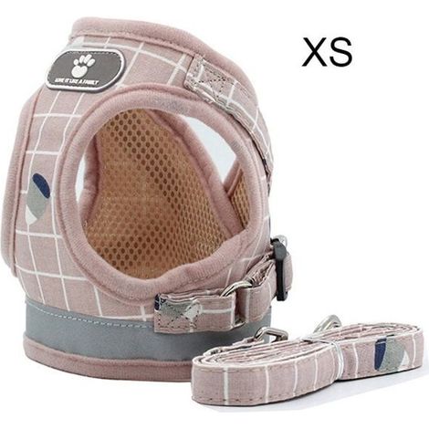 Harnais pour chien en maille rembourrée avec laisse, gilet réfléchissant pour animaux de compagnie en extérieur, pour petit chie (1/5)