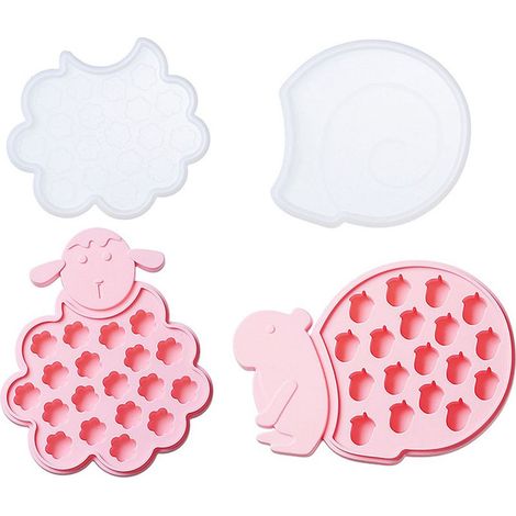 Silikon-Eisform – Tierform mit Deckel – 21,6 x 18,4 x 2,2 cm und 21,9 x 16 x 2,2 cm – Blau oder Rosa – 2er-Set (1/5)