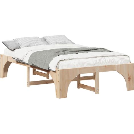 Bettrahmen Braun 140 x 190 cm Massives Kiefernholz vidaXL