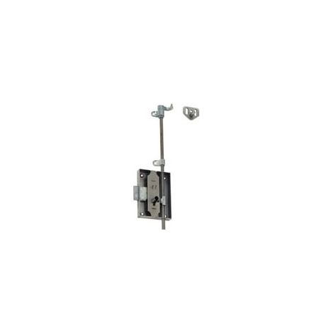 Serrure encloisonnée espagnolette – Axe 35 mm – Sens droite – Décor acier laitonné – Largeur 70 mm – Coffre acier embouti – Serfa