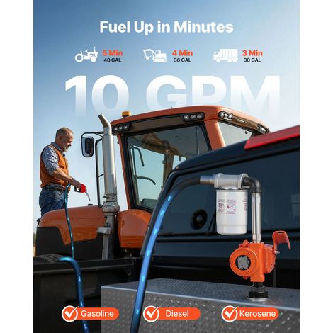 Pompe Transfert Carburant 40 L/min Pompe Transfert Gasoil 12 V CC avec Pistolet Arrêt Automatique, Tuyau Refoulement, Protection co… (1/5)