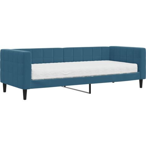 Lit de jour avec matelas bleu 80x200 velours (1/5)