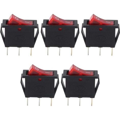 (R) AC 16A/250V 20A/125V rouge Illumine On Off SPST Bateau interrupteur a bascule x 5 Pcs (1/4)