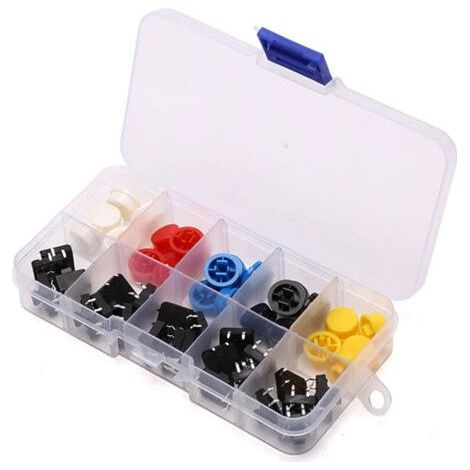 25pcs 12x12x7.3mm Tactile Push Button Switch with Round Cap Micro Switch for DIY Electronic Products (1/5)