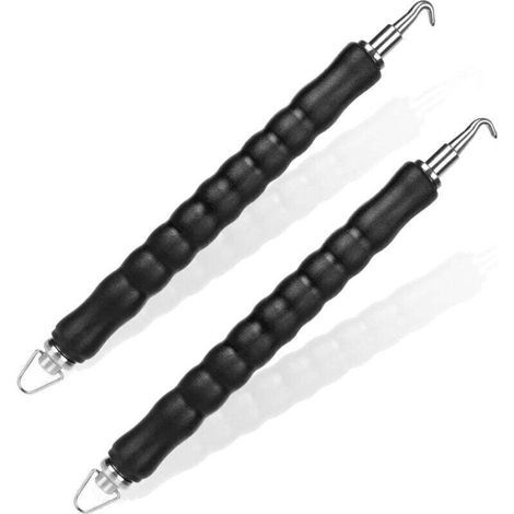 2 Pcs Fil Twister Crochet pour Barres d'Armature Semi-Automatique, Béton en Métal Torsions Clôture Cerclage Outils pour Réduire la Fatigue des Mains - Crochet Courbé et Droit (1/4)