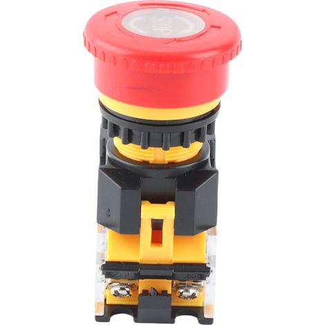 Bouton d'arrêt d'urgence autobloquant rouge de 22 mm avec une grosse tête en forme de champignon (1/5)