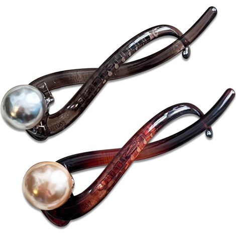 Juego de 2 pinzas para el cabello con perlas, estilo francés, antideslizantes, para mujeres y niñas (Q3: Novedades de agosto) (1/5)
