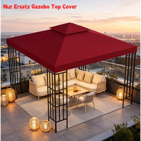 Toile de rechange pour gazebo 3 x 3 m en polyester 180 g/m² bordeaux HAVRYA (1/5)