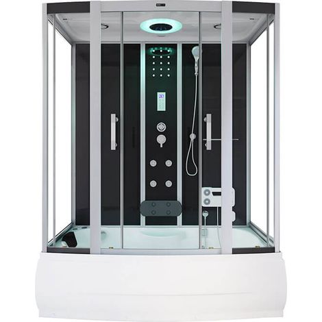 Home Deluxe - Doccia a vapore DIAMOND con funzione idromassaggio e illuminazione a LED - 170 x 90 cm Nero (1/5)