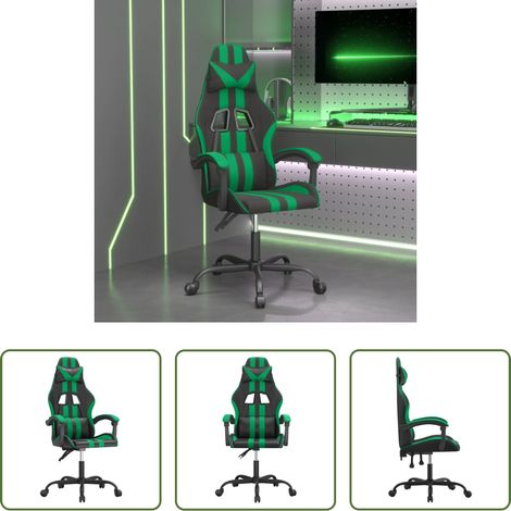 Gamingstuhl Drehbar - Gaming-Stuhl Drehbar Schwarz und Grün Kunstleder (1/5)